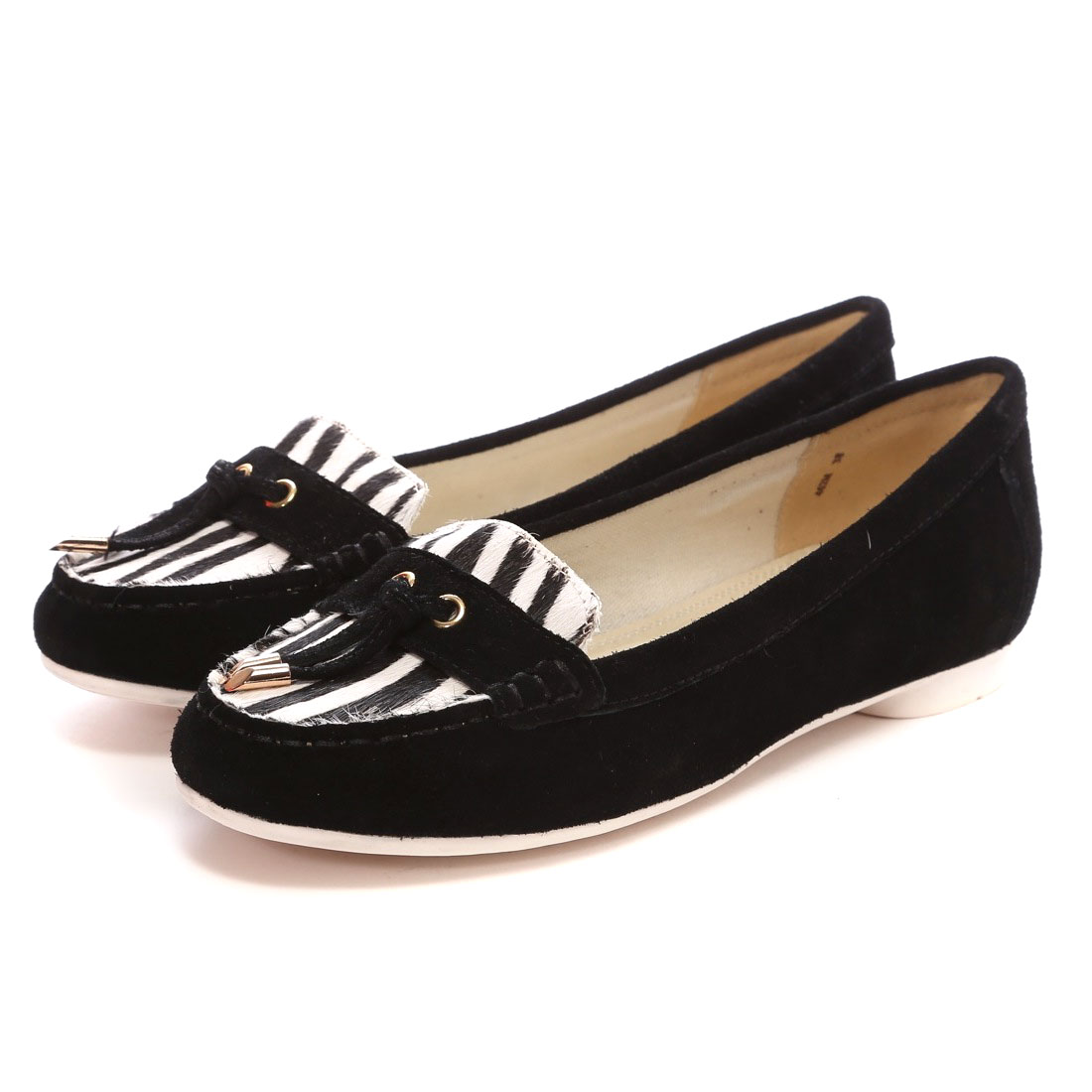 〈mio notis〉ハラコ×スエードローファー（ブラック）