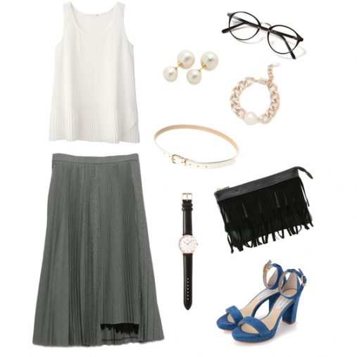 プリーツスカートコーデ