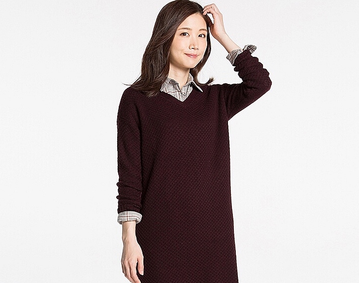 ミドルゲージニットVワンピース2
