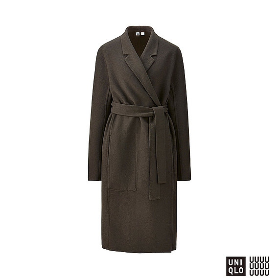 ユニクロ　ダブルフェイスラップコート