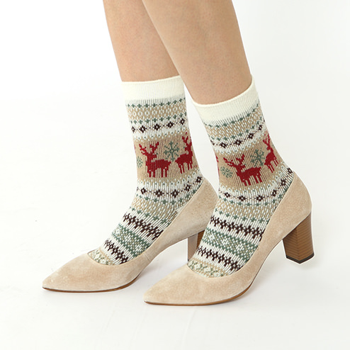 トナカイ柄ソックス トナカイ柄ソックス