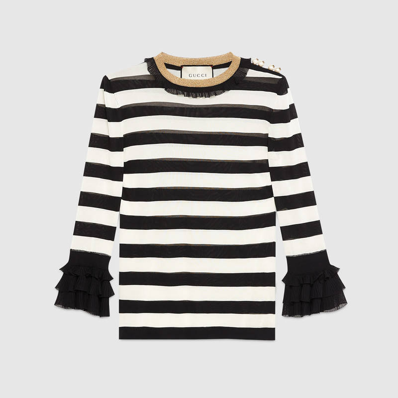 グッチ　ストライプ ヴィスコース ニット トップ