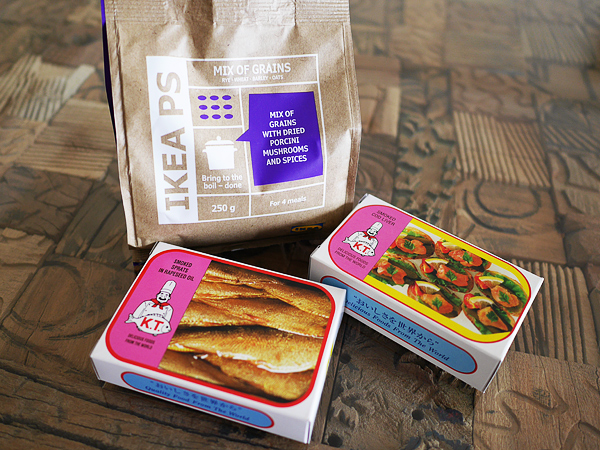 全粒粉ミックススパイス（499円）、シシャモのオイルマリネ（369円）、燻製たらのレバーパテ（399円）