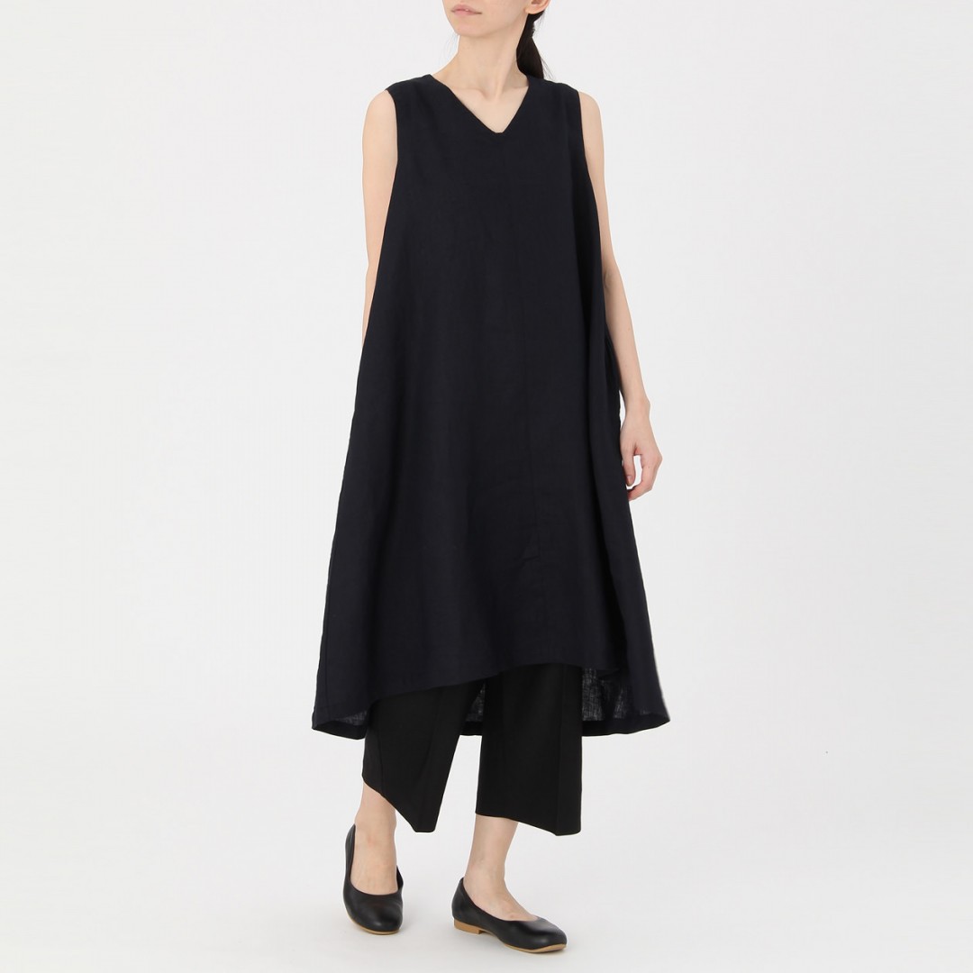 フレンチリネン洗いざらしノースリーブワンピース_2