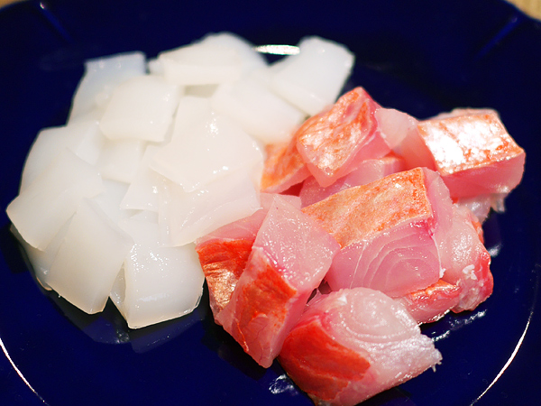 「イカ」と「金目鯛」の切り落とし