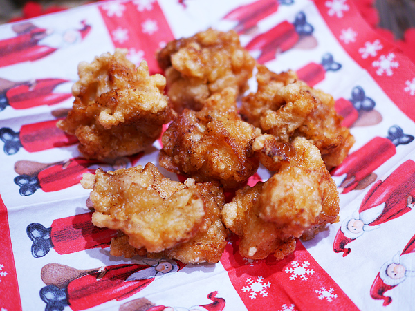 唐揚げ盛りつけ　クリスマス