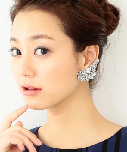 ビジュー カーブ イヤリング