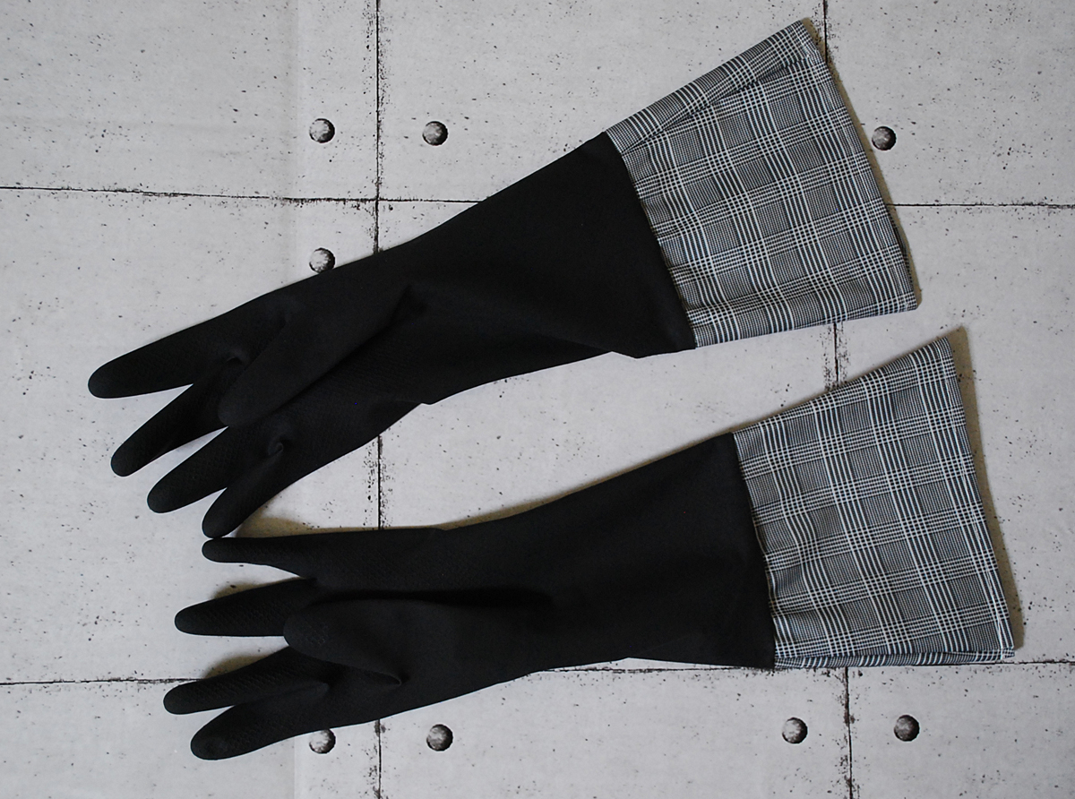 ロンググローブSチェック ブラック　100円