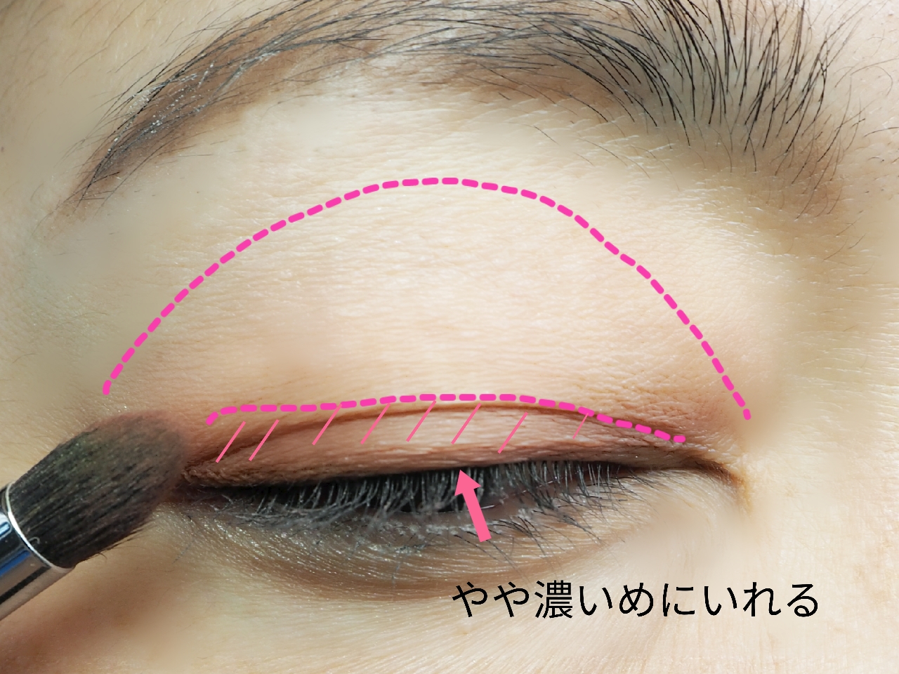 二重ラインを濃く塗っていない