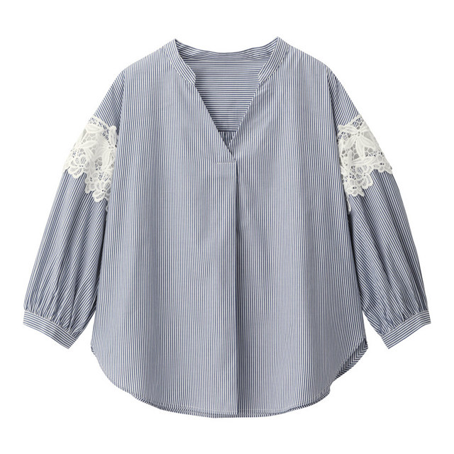 ストライプレースコンビネーションシャツ