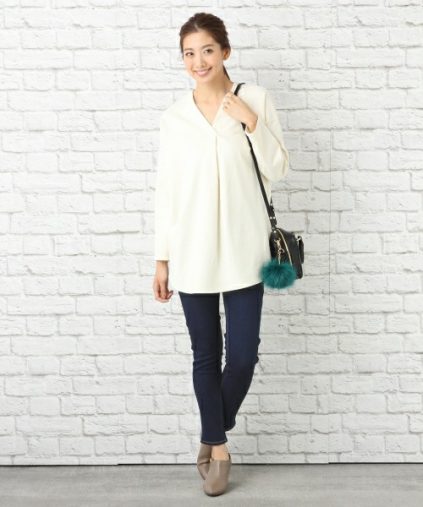チュニック×細パンツ