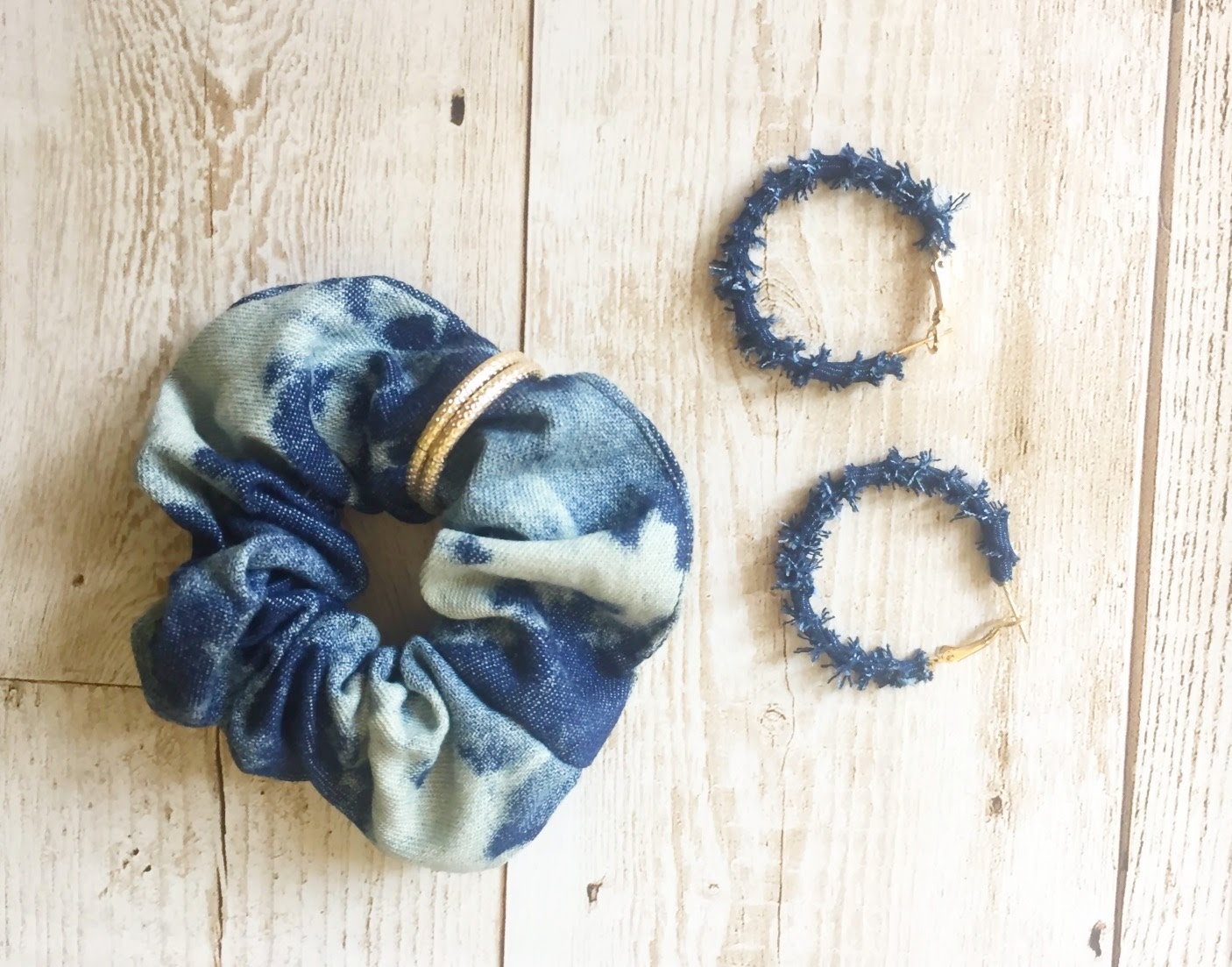 デニムシュシュ＆フープピアス