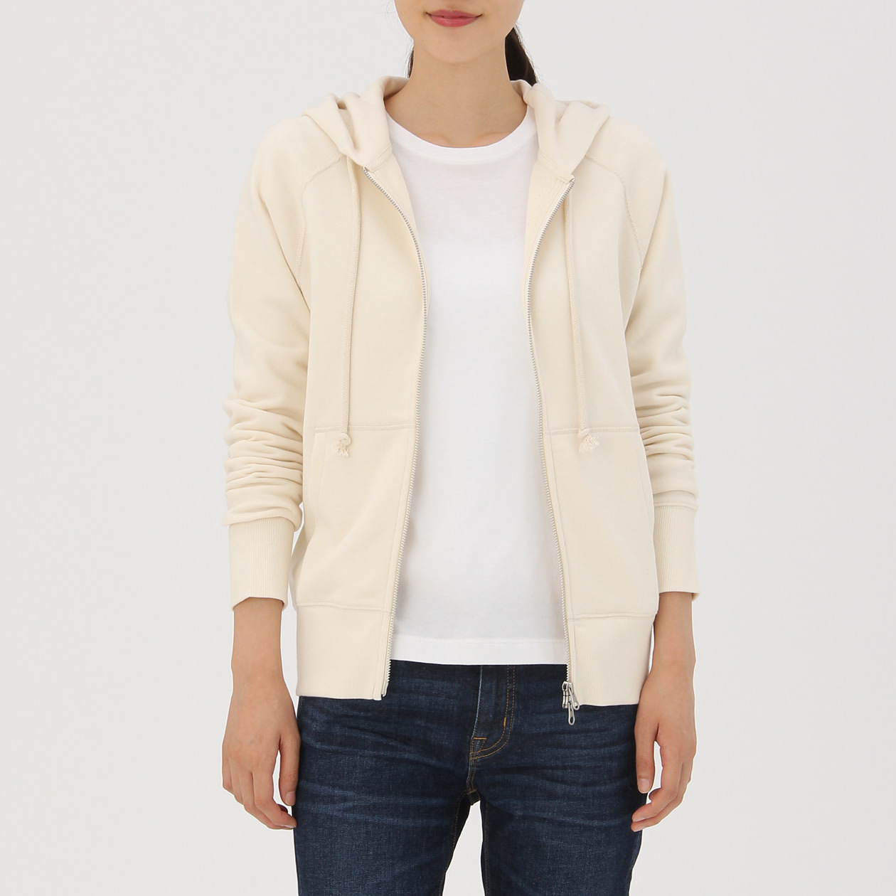 オーガニックコットン裏毛ダブルZIPパーカー