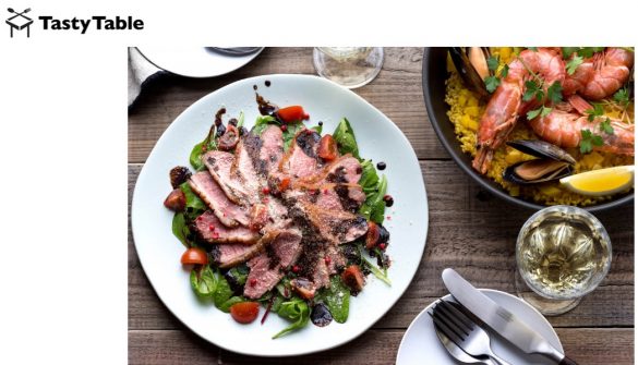 鴨のロースト バルサミコサラダ仕立て＆赤海老とムール貝のパエリア