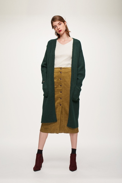 コーデュロイフロントボタンタイトスカートSC