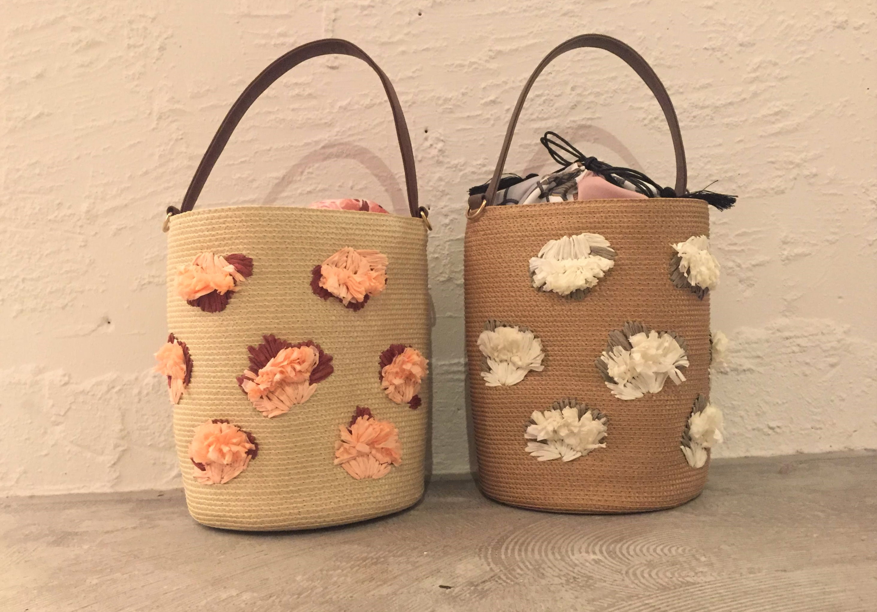 スカーフ　フラワー　カゴバッグ M　各￥3,800