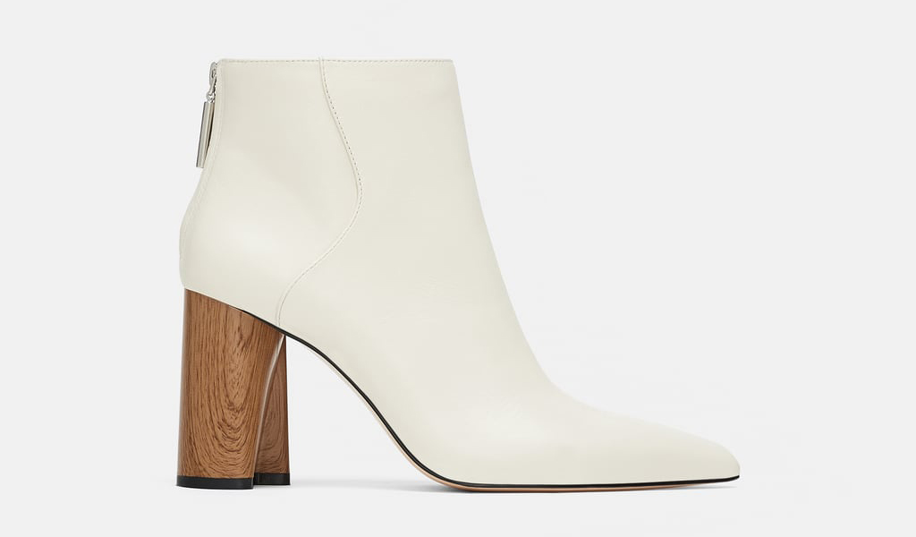 ウッド調ヒール付きレザーアンクルブーツ 14,990円