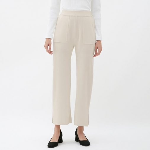 ミラノリブニットワイドパンツ