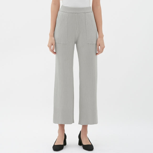 ワイドリブニットパンツ