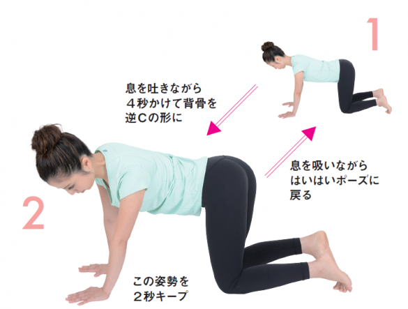 ゆる関節ストレッチ③背骨を左に逆Cカーブ