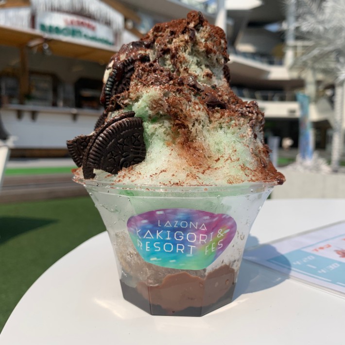 「LAZONA KAKIGORI & RESORT FES」のチョコミントかき氷