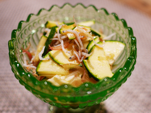 ②みょうが＋しらす＋ズッキーニ ⇒「さっぱり酢のもの」