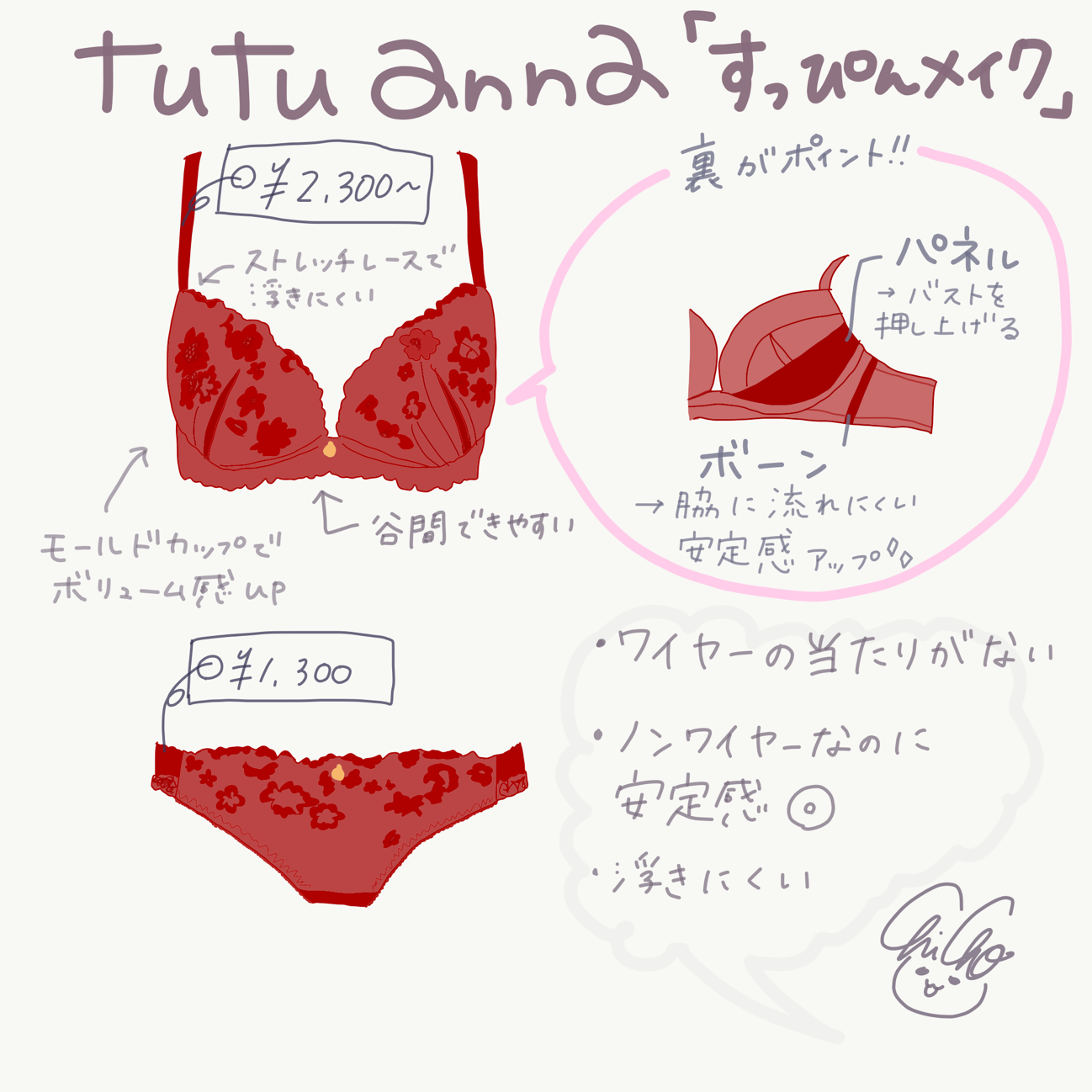 tutuanna(チュチュアンナ)「すっぴんメイクブラ(￥2,300)」