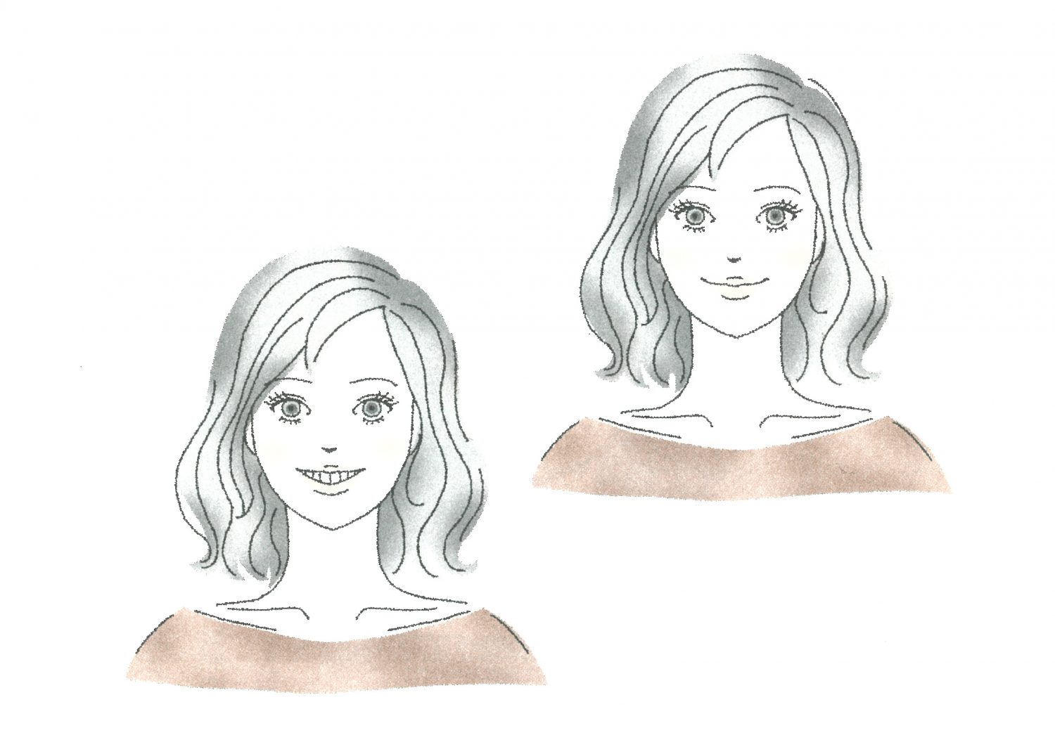 （左）60％笑顔、（右）20％笑顔