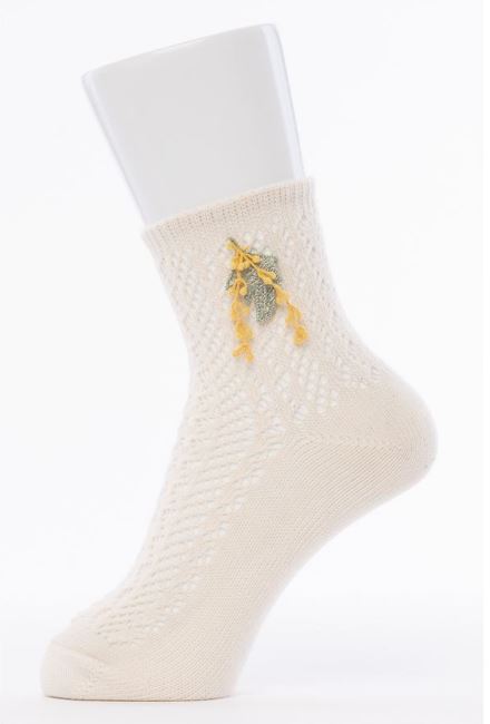 チュチュアンナ「ミモザモチーフ付きルミーソックス13cm丈」¥350