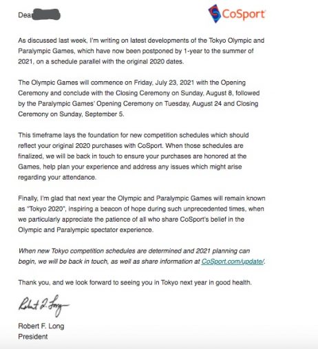 アメリカでの五輪公式チケット販売業者「CoSport」から