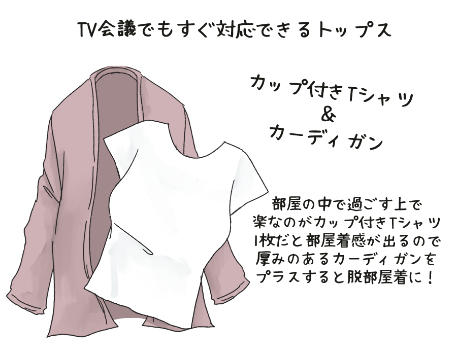 カップ付きトップス＋カーディガン