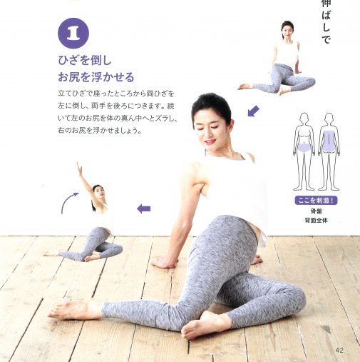 ☆骨盤を引き締める1 ひざを倒し、お尻を浮かせる