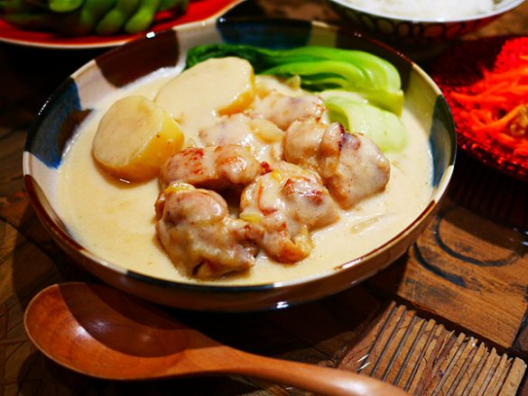 ⑧鶏肉とチンゲンサイのクリーム煮（調理時間：25分）