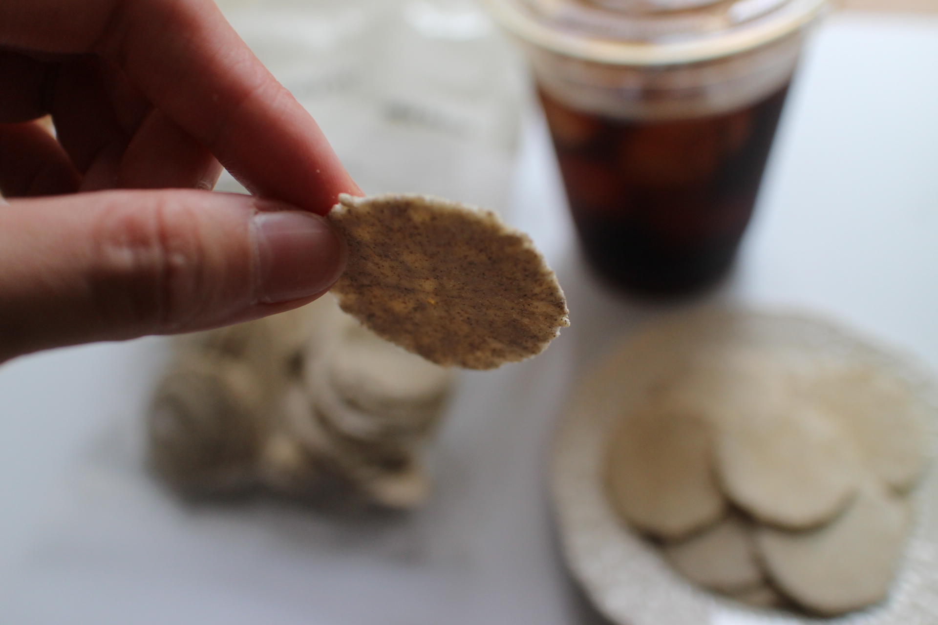 コオロギせんべいだけだと口の中がパサパサに…