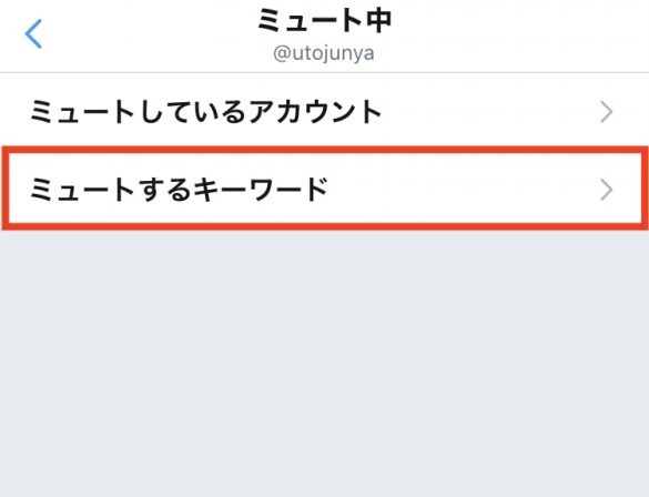 「ミュートするキーワード」をタップ