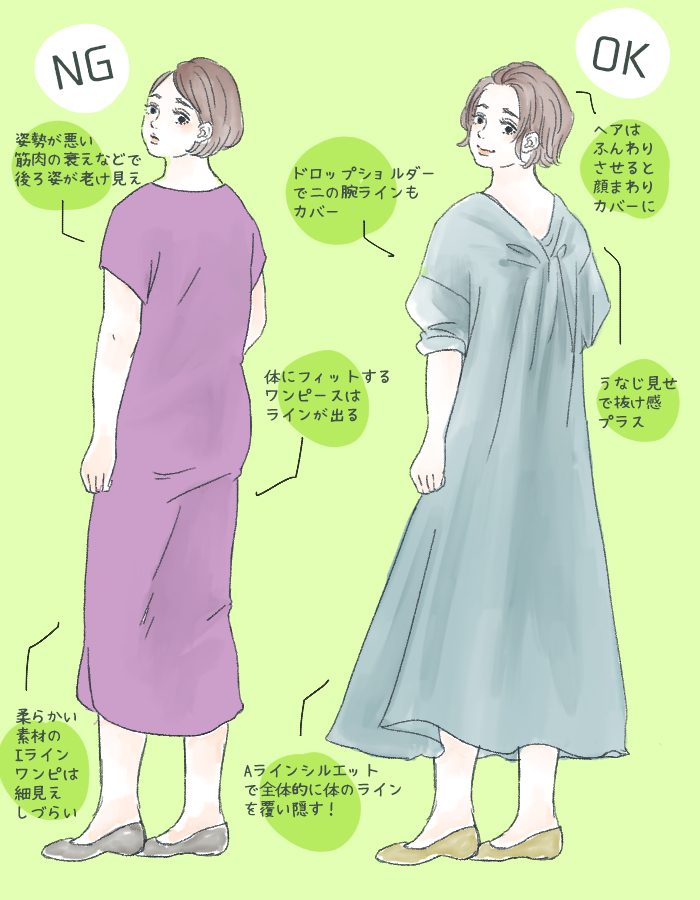 膝が見える服は老けてみえる トップ 50代