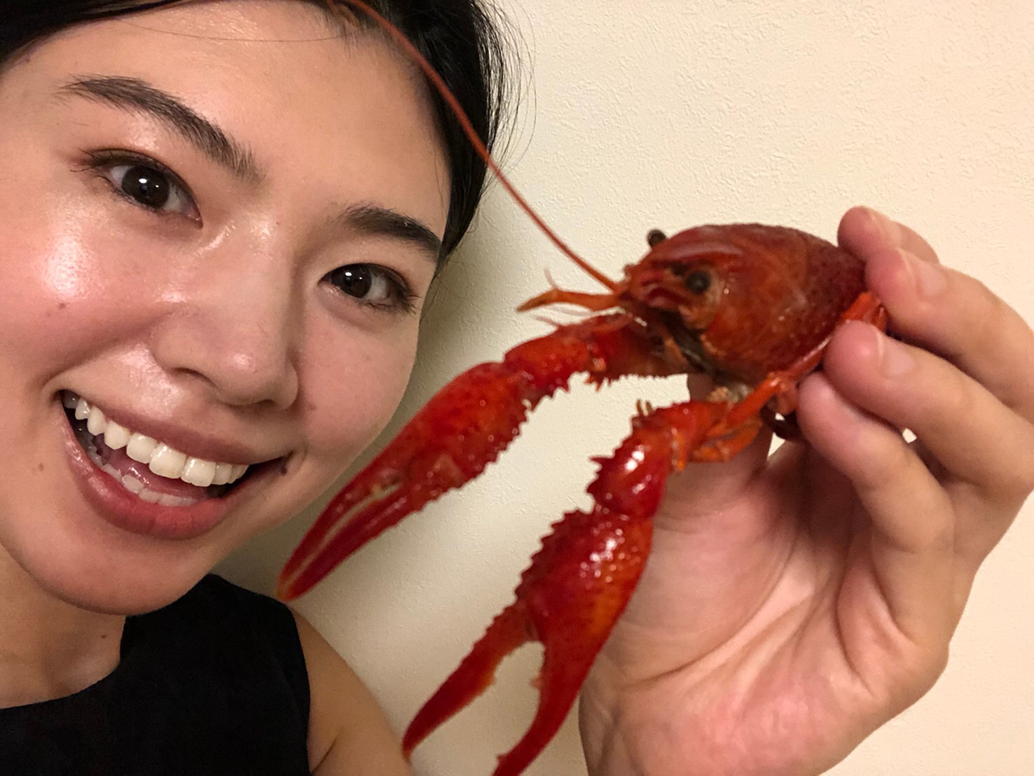 筆者とザリガニ