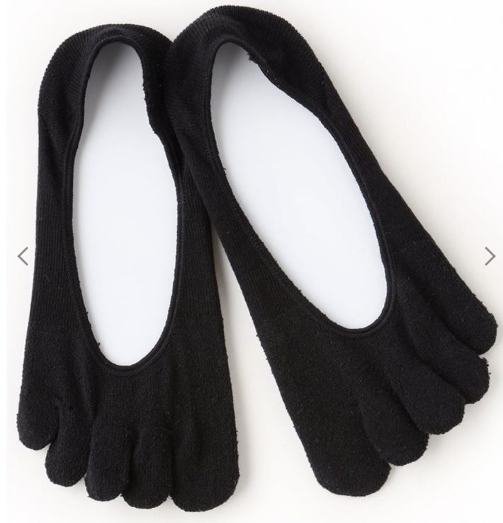 つま先シルク混無地5本指カバーソックス