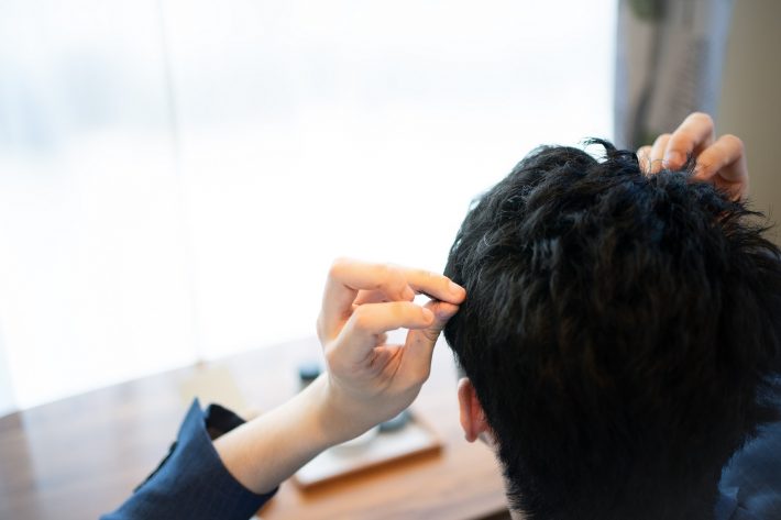 男性のヘアセット