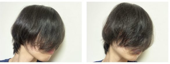 左:サラツヤになる(タングルティーザー) 右:少しフワッとする(ダイソー)