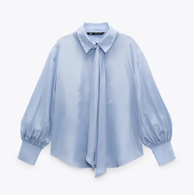 ZARA「SATIN SHIRT WITH BOW」