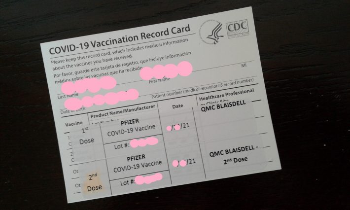 レストランに行ってワクチン接種カードを見せてみた