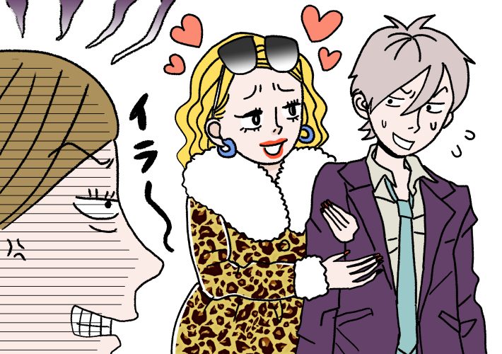 ホストの彼にベタベタするお客さんにモヤッ