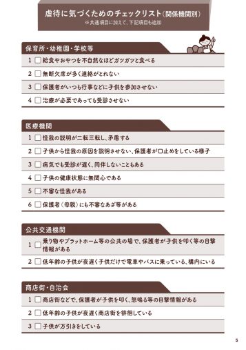 関係機関別のチェックリスト