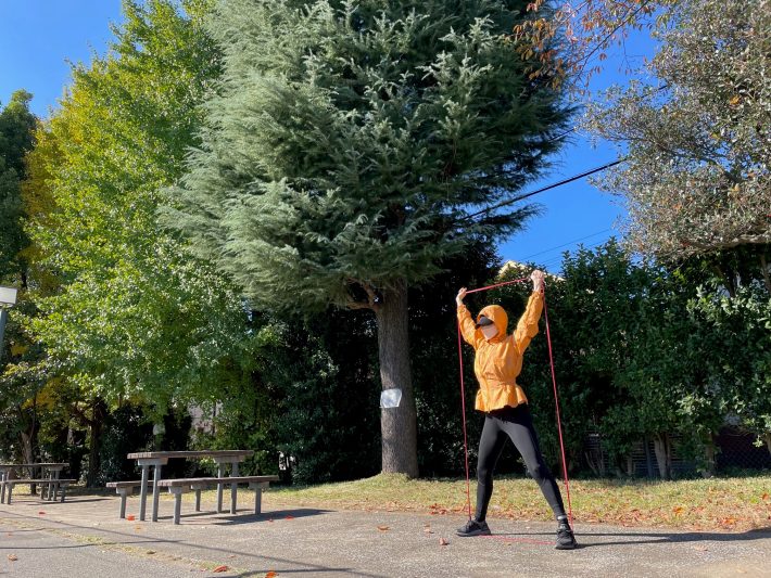 髪を紫外線から守りながら運動する元井