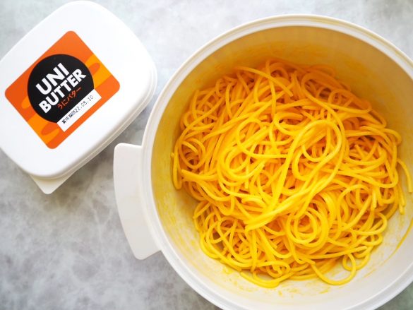 温かいパスタにのせた途端トロ～リ