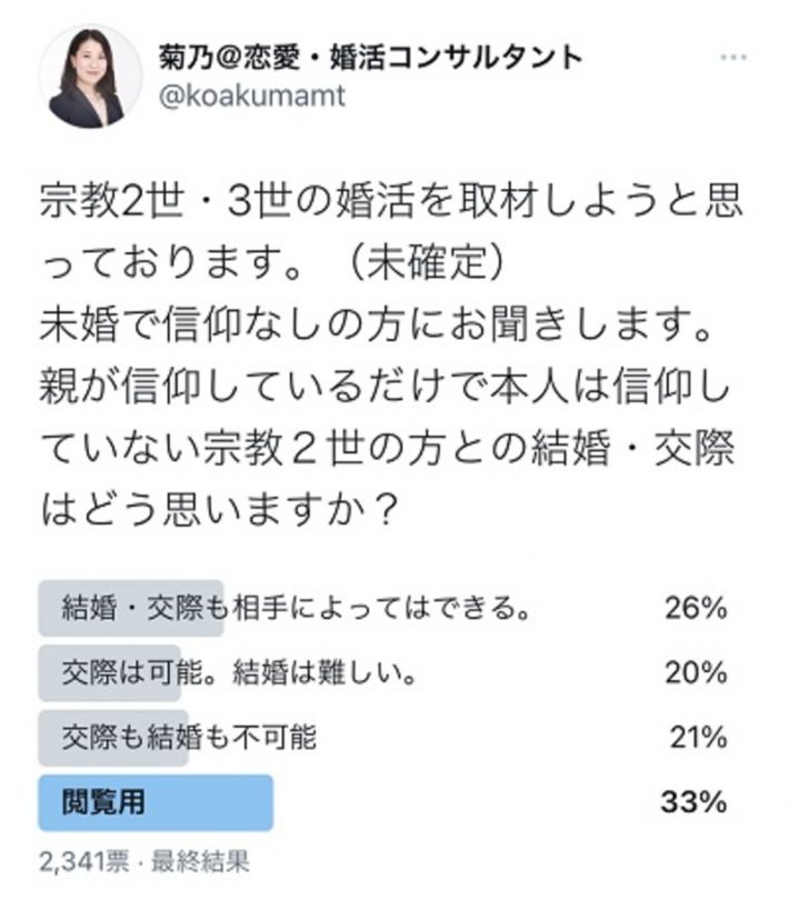 宗教2世の婚活
