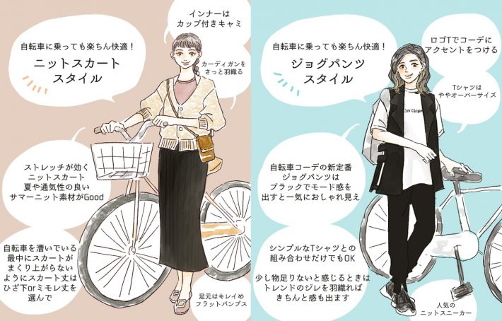 楽チン自転車コーデイラスト