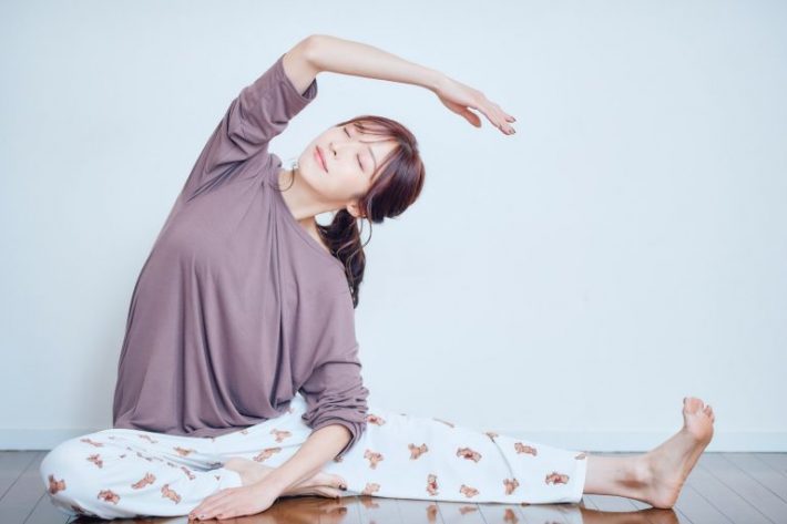 トレえみさん　毎朝パジャマのままストレッチと筋トレを3～5種類おこなっているそうです