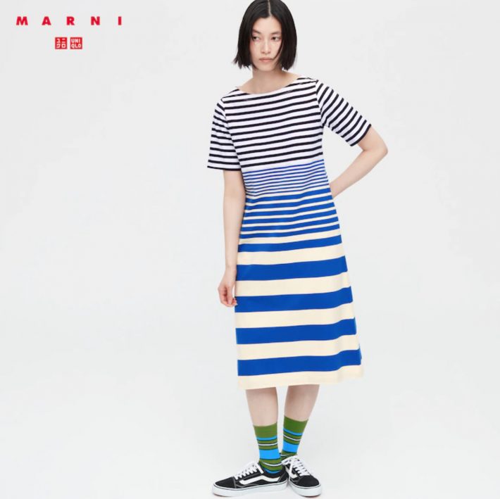 ボーダーワンピース（半袖）／カラー：09 BLACK